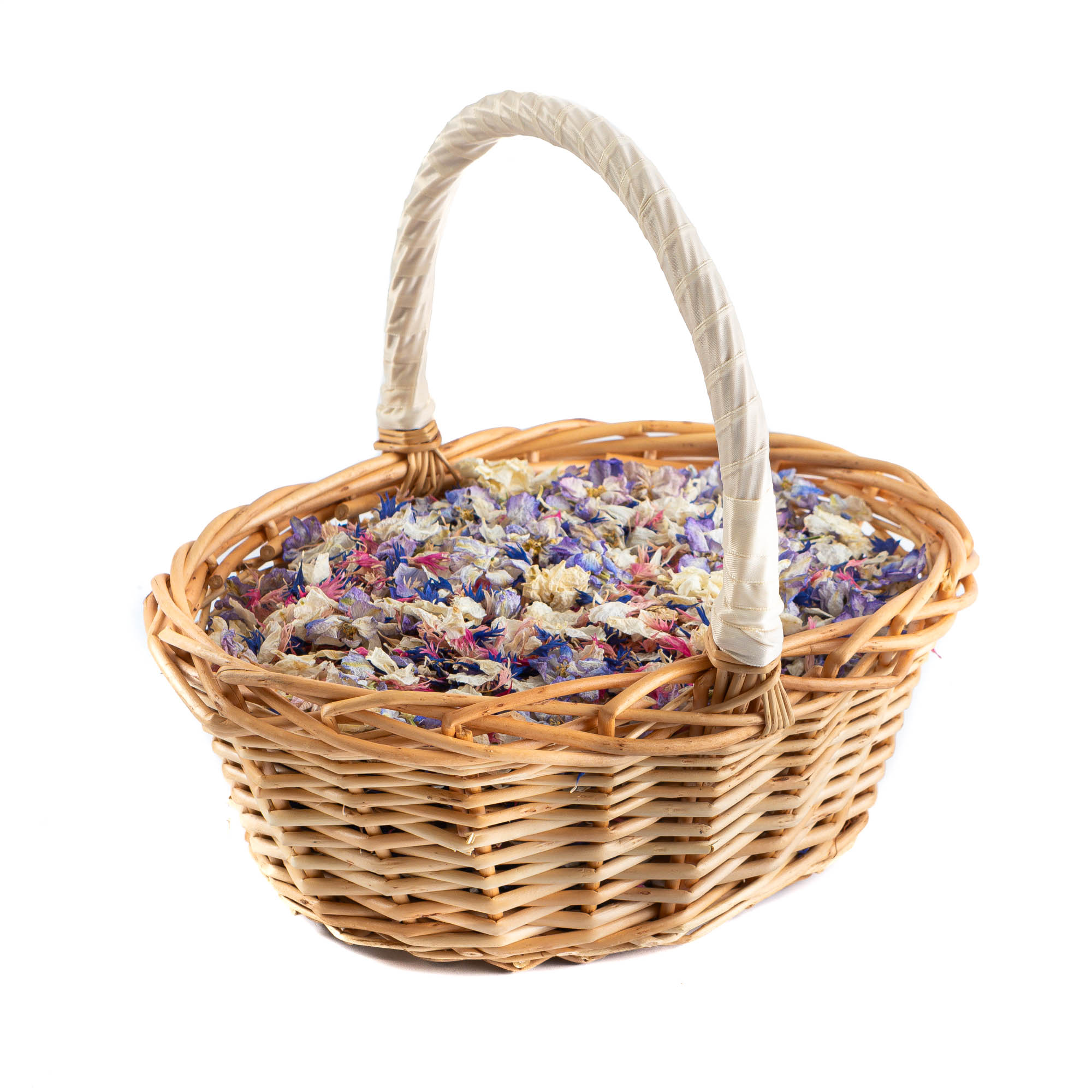 An oval basket of Midnight Twist real flower petal confetti