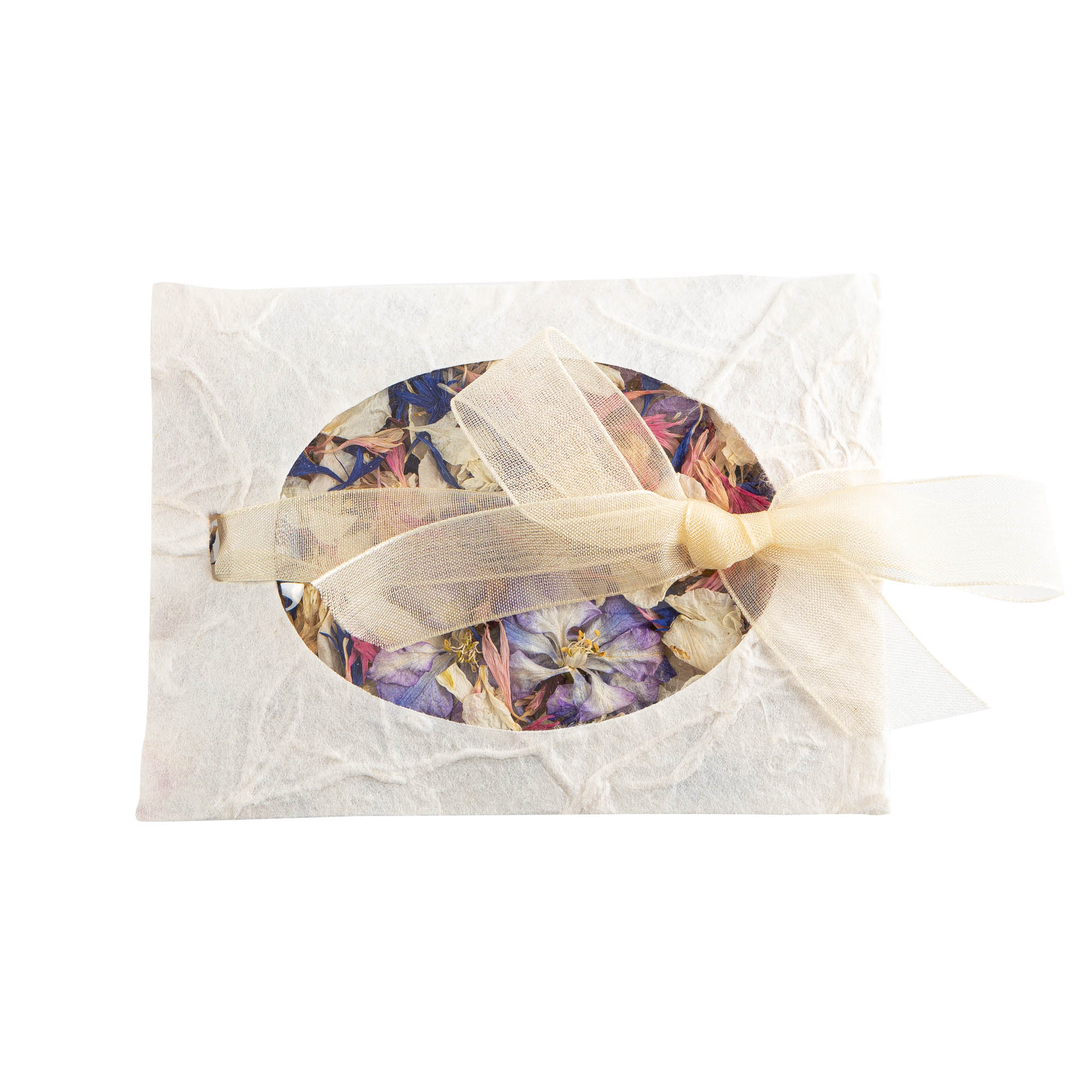 An envelope of Midnight Twist real flower petal confetti